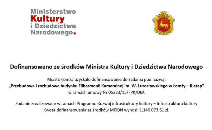 „Przebudowa i rozbudowa budynku Filharmonii Kameralnej im. W. Lutosławskiego w Łomży – II etap”