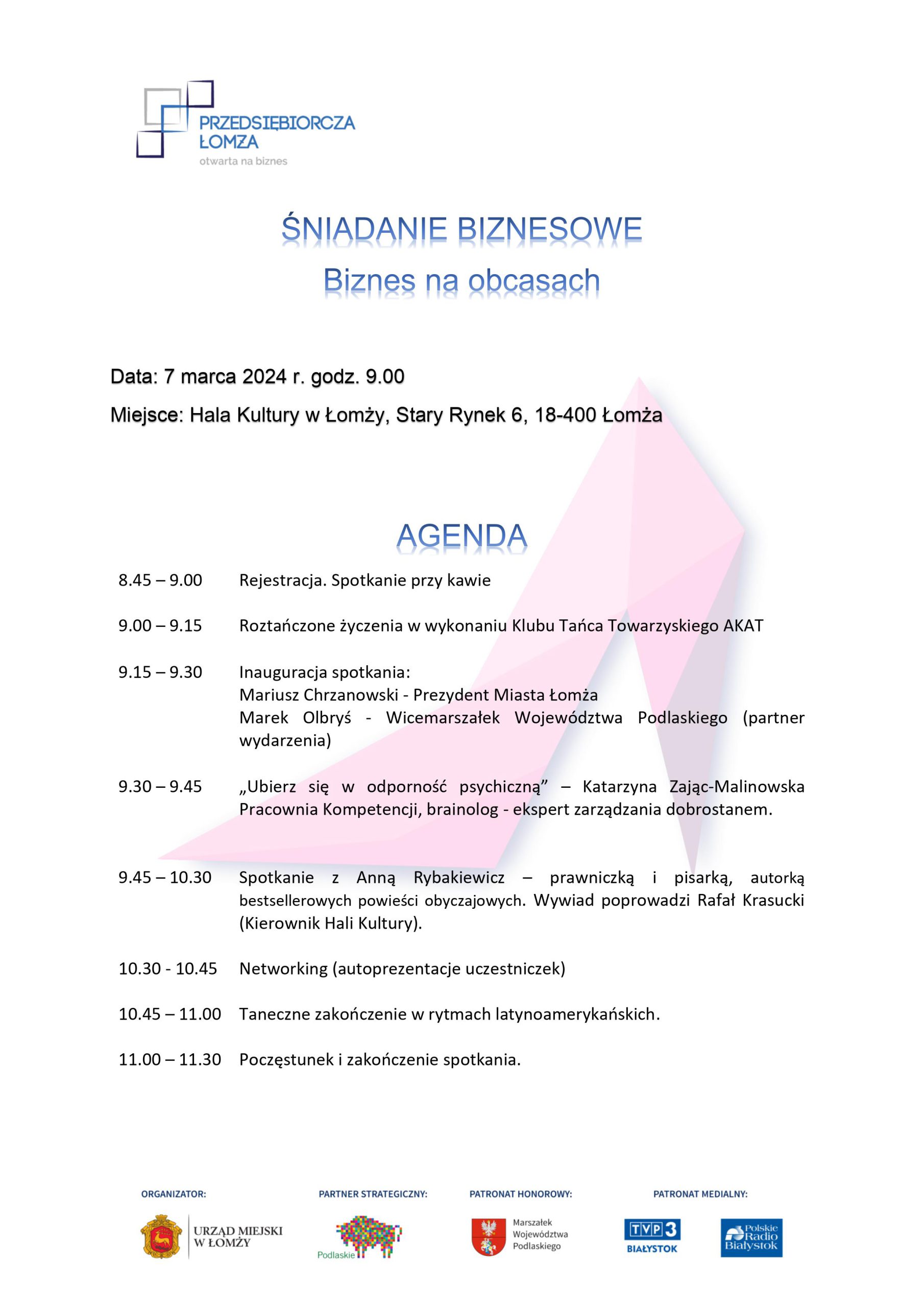 agenda śniadania biznesowego "Biznes na obcasach"