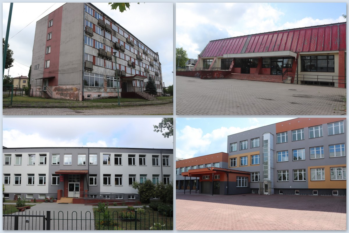 budynki w których planowane są prace w ramach zadania pn. "Modernizacja infrastruktury w mieście Łomża"