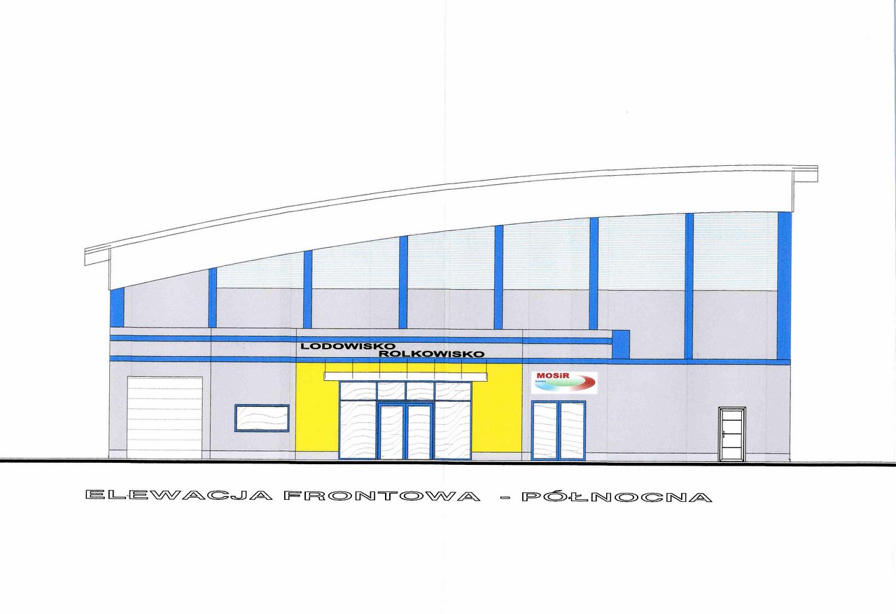 elewacja frontowa planowanego lodowisko-rolkowiska