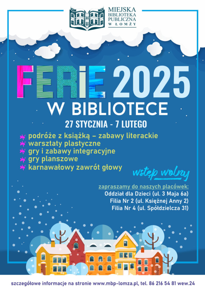 Ferie w bibliotece plakat