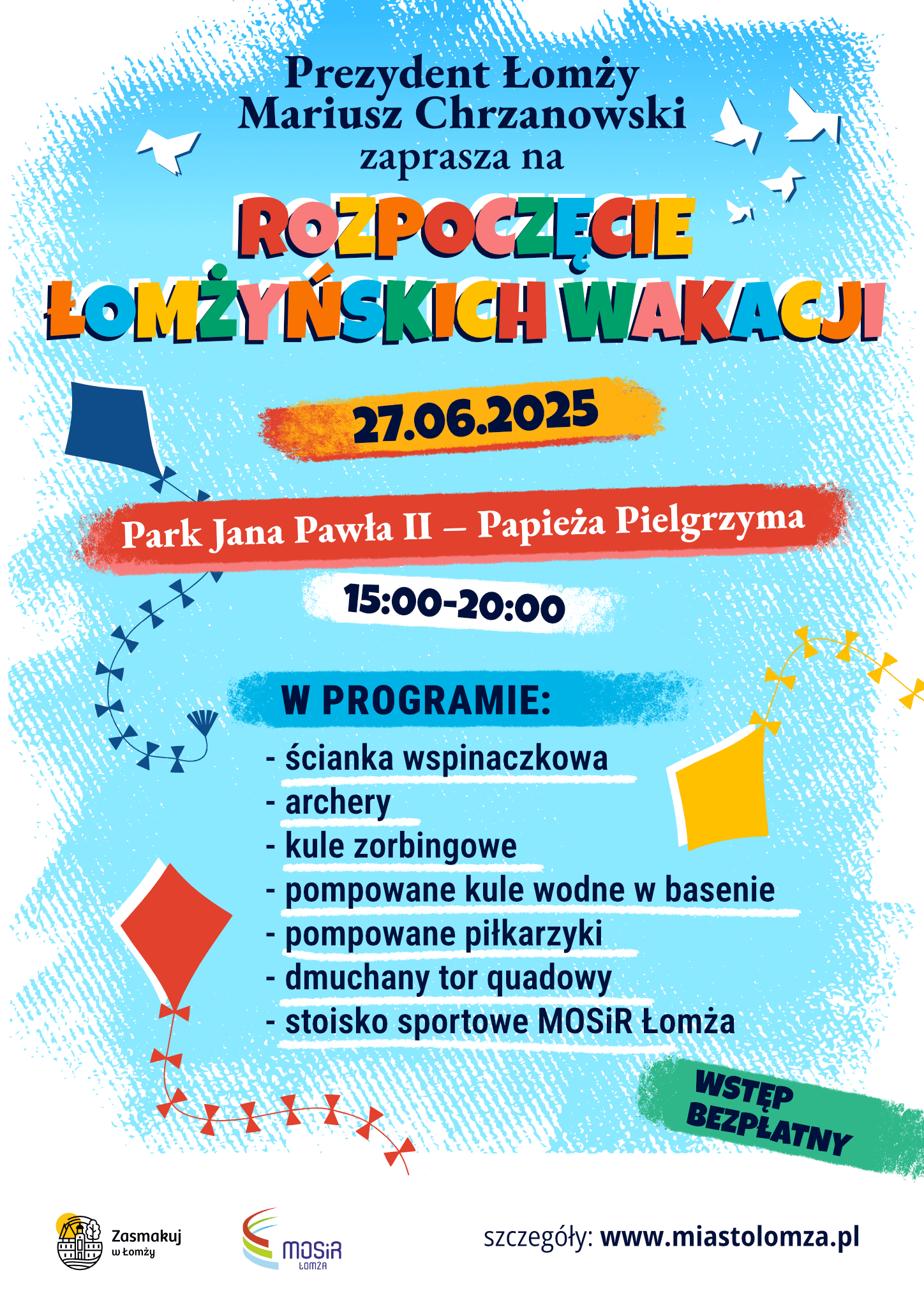 plakat na rozpoczęcie łomżyńskich wakacji 2025