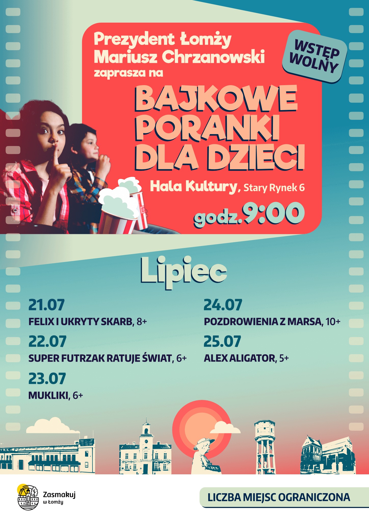 plakat - bajkowe poranki dla dzieci w Hali Kultury