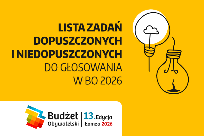 Budżet Obywatelski 2026 - baner listy zadań dopuszczonych i niedopuszczonych do głosowania