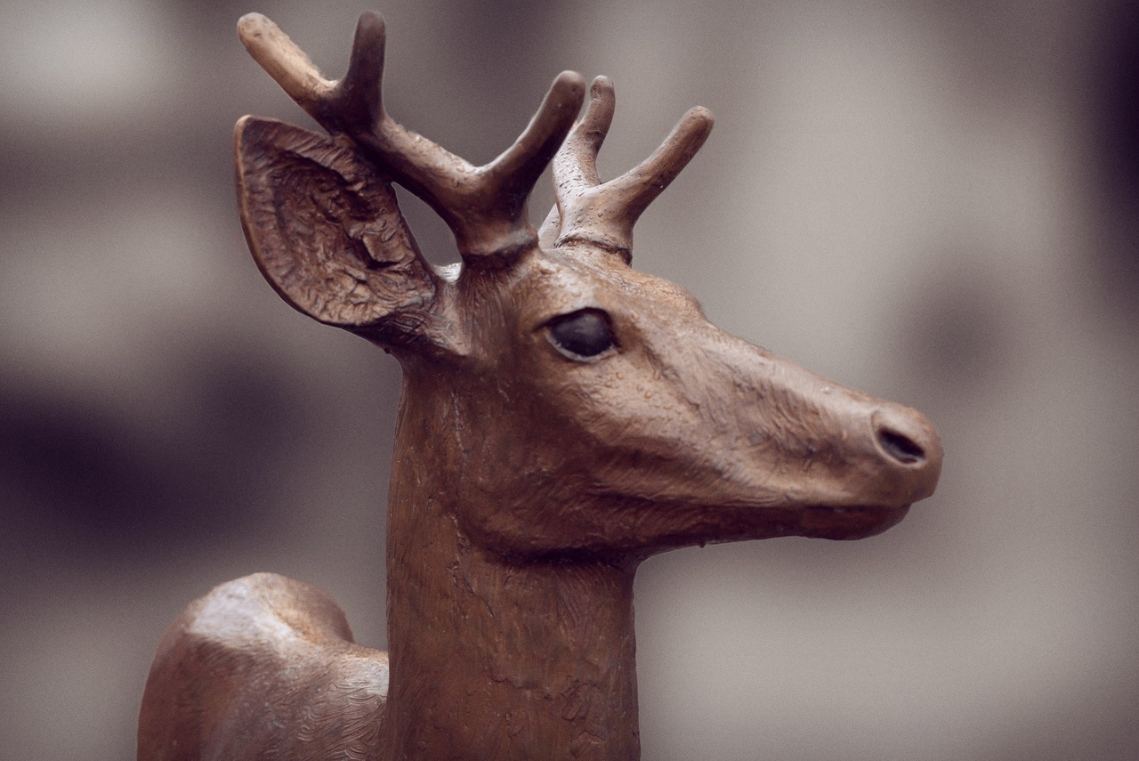 posąg młodego jelenia, który staną na ul. Długiej w Łomży