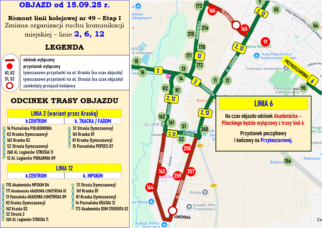 trasy objazdu komunikacji miejskiej