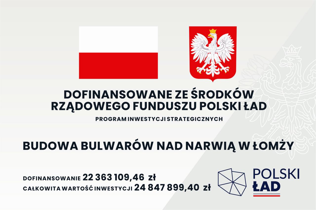 Budowa bulwarów nad Narwią w Łomży - tablica