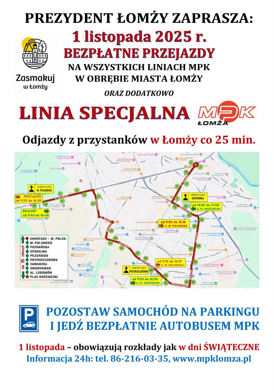 linia specjalna MPK na Wszystkich Świętych
