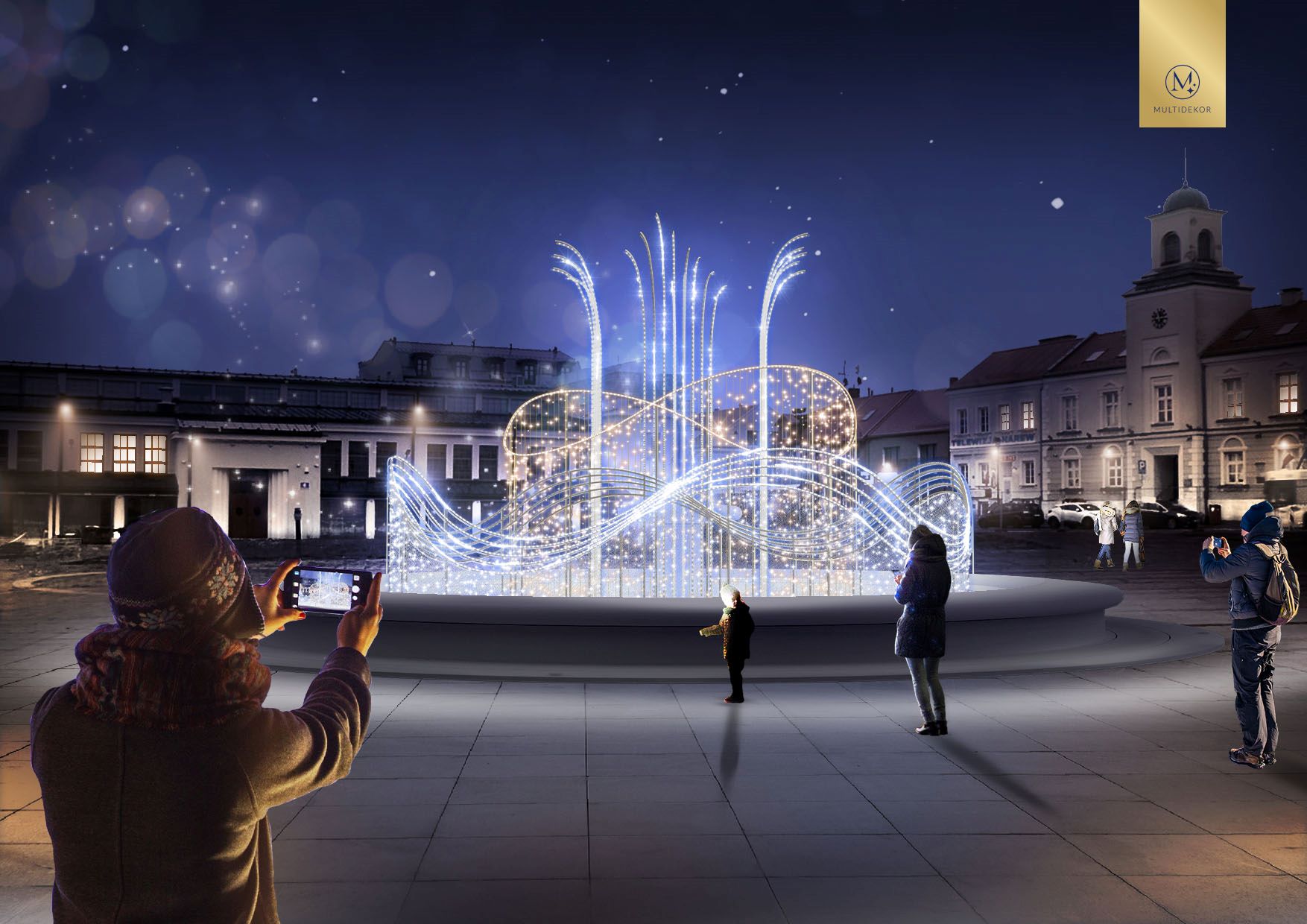 projekt iluminacji świetlnej fontanny