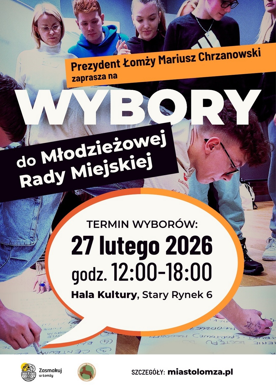 plakat na wybory Młodzieżowej Rady Miejskiej Łomży