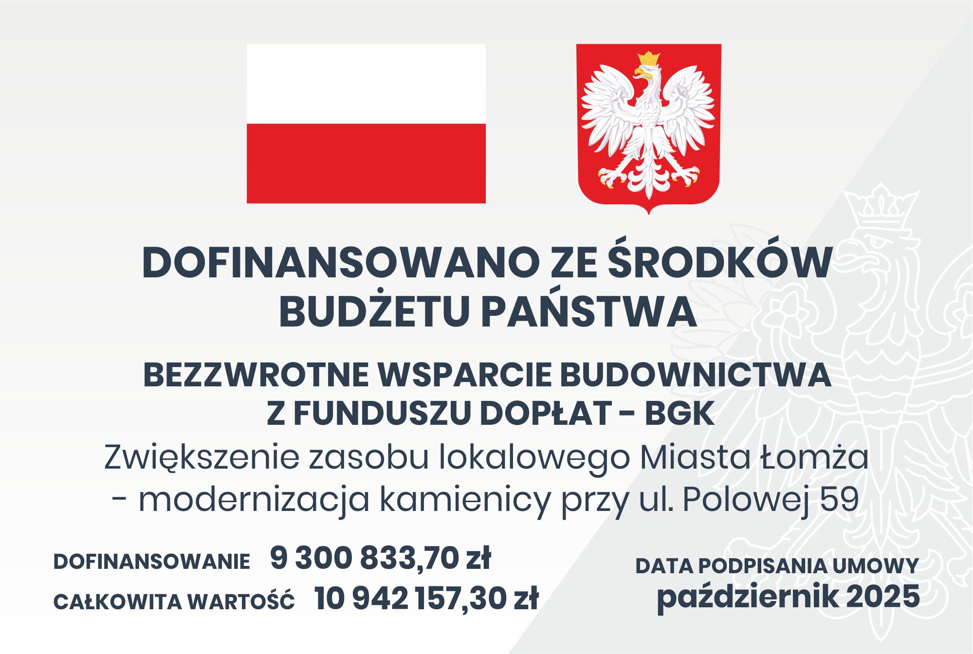 tablica modernizacja kamienicy przy ul. Polowej 59