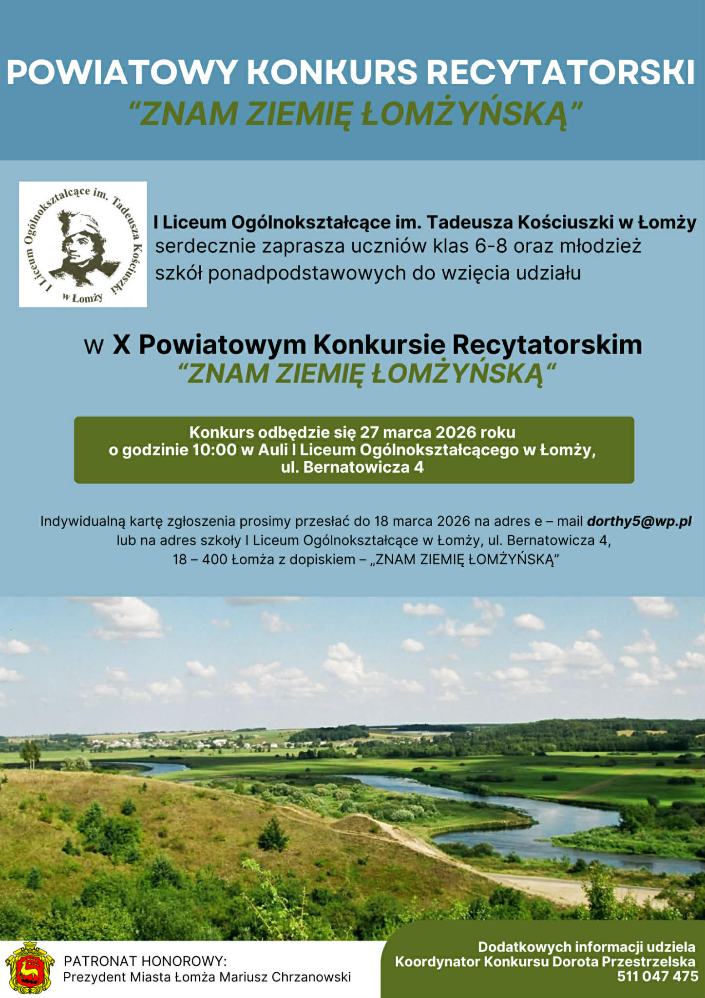 Plakat konkursu recytatorskiego Znam Ziemię