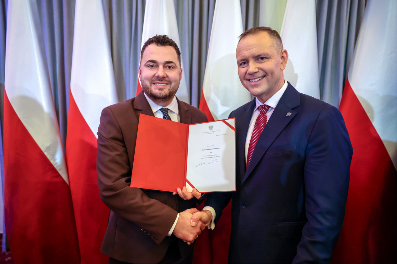 prezydent Łomży Mariusz Chrzanowski i prezydent Polski Karol Nawrocki